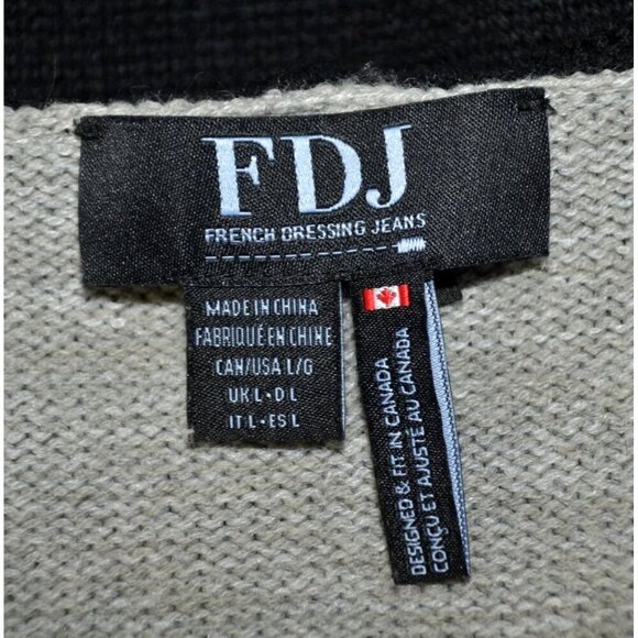 French Dressing Jeans Gray Black Color Block Hooded Long Cardigan Sweater Size L - Picture 11 of 13